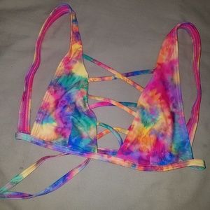 Hot Topic Tie-Dye Lace-Up Bikini Top